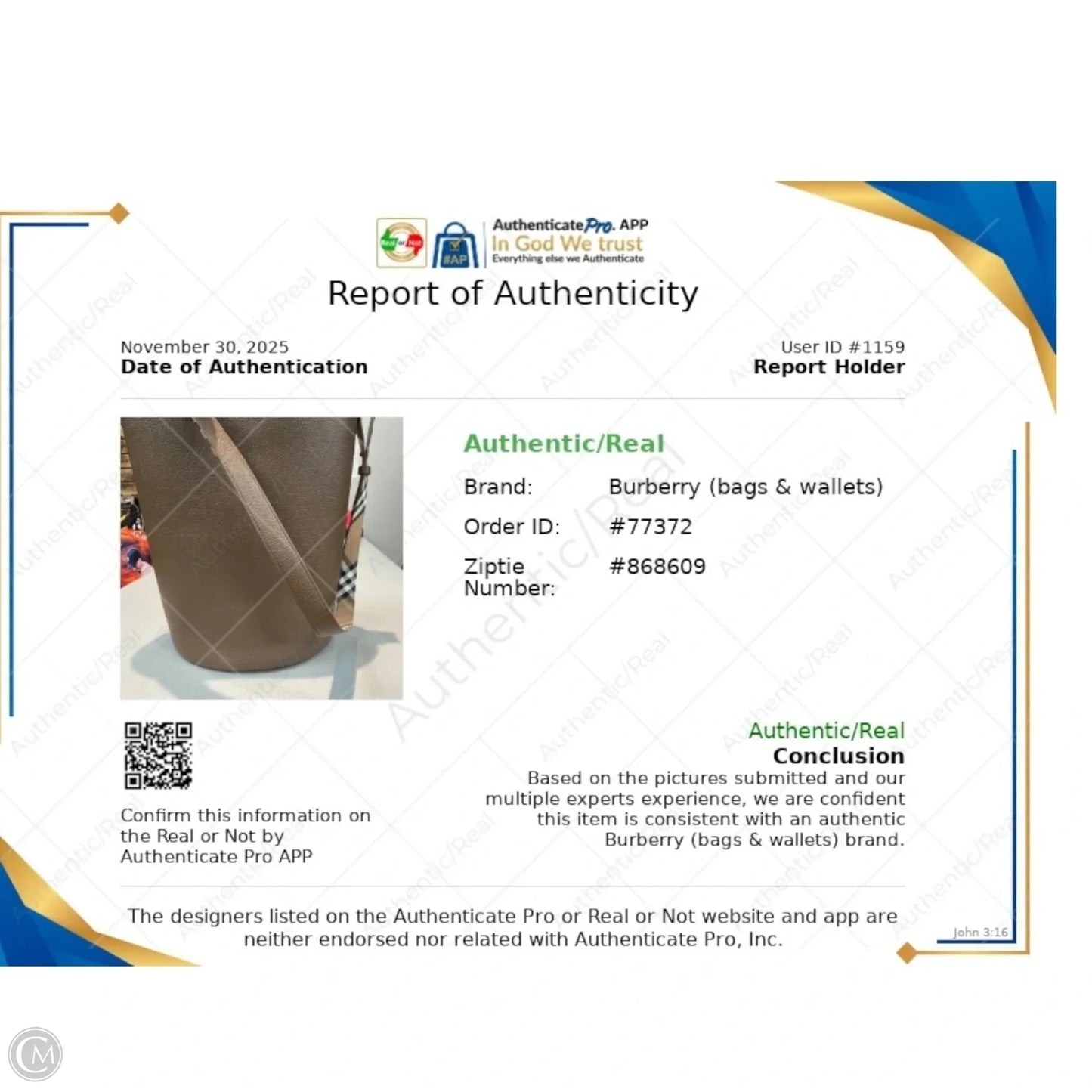 Handbag Luxury Designer By Burberry, Size: Large