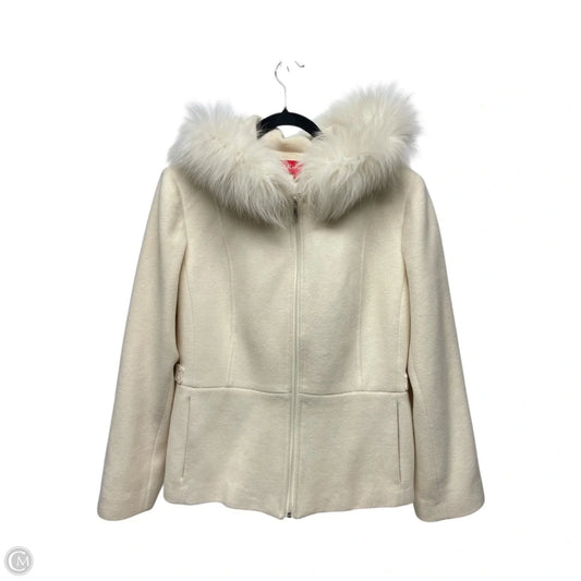 Coat Wool By Anne Klein In Cream, Size: L