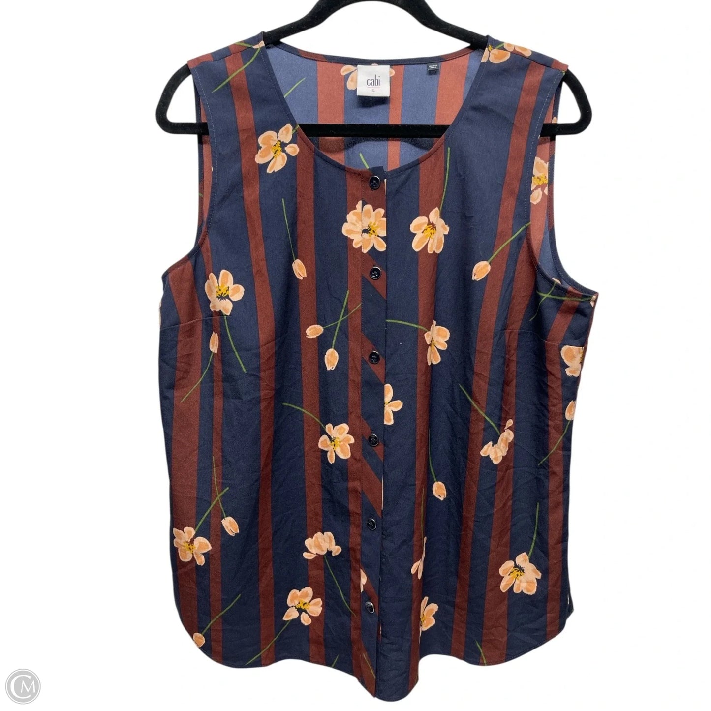 Top Long Sleeve By Cabi In Blue & Red, Size: L