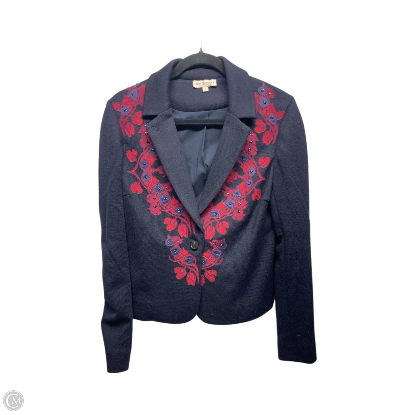 Blazer Designer By Tory Burch In Blue & Red, Size: M