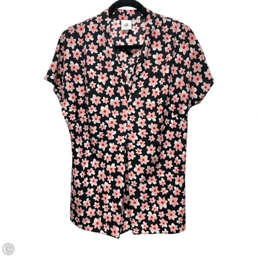 Top Short Sleeve By Cabi In Black & Pink, Size: S