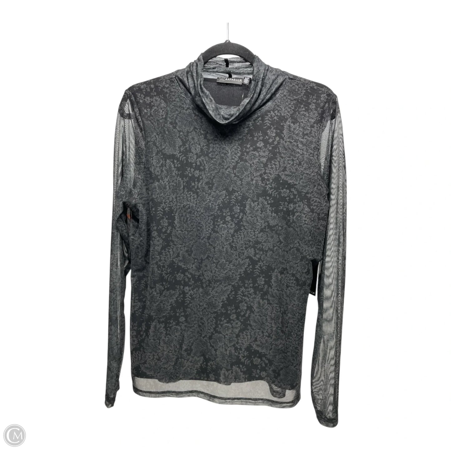 Blouse Long Sleeve By Rafaella In Black & Grey, Size: L