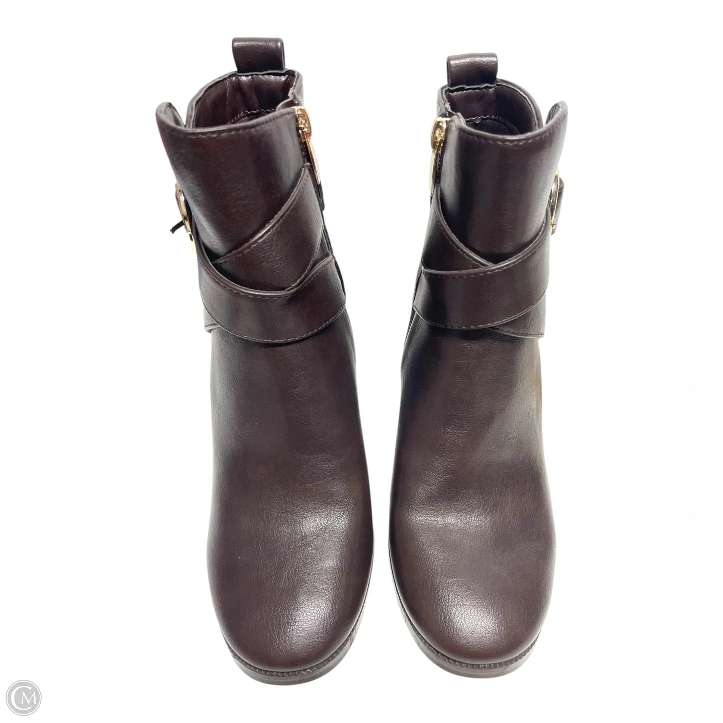 Boots Ankle Heels By Nine West In Brown, Size: 5.5