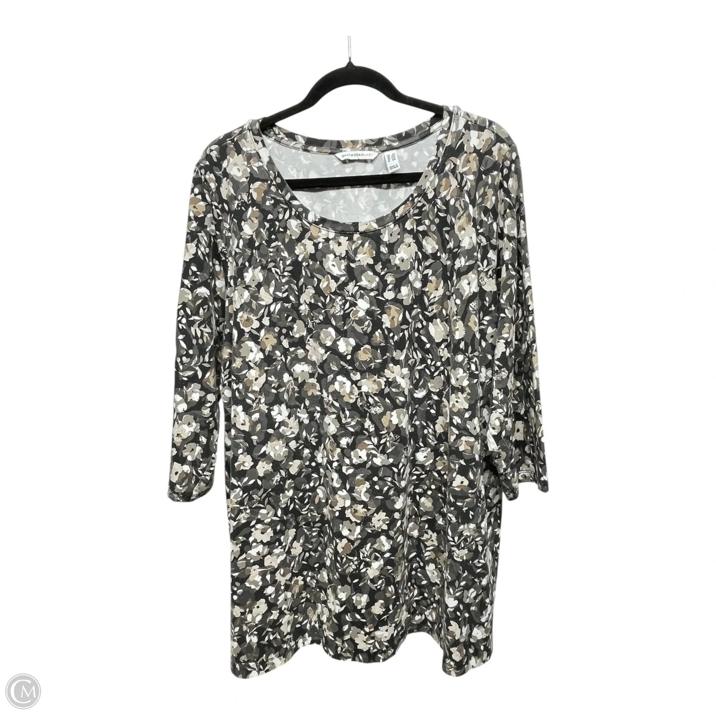 Top 3/4 Sleeve By Isaac Mizrahi Live Qvc In Brown & Cream, Size: 2x