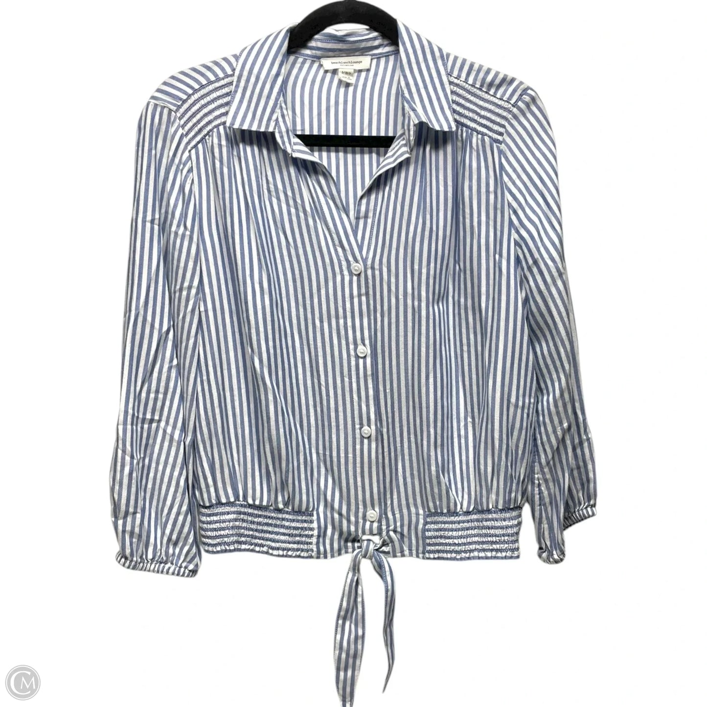 Top Long Sleeve By Beachlunchlounge In Blue & White, Size: S