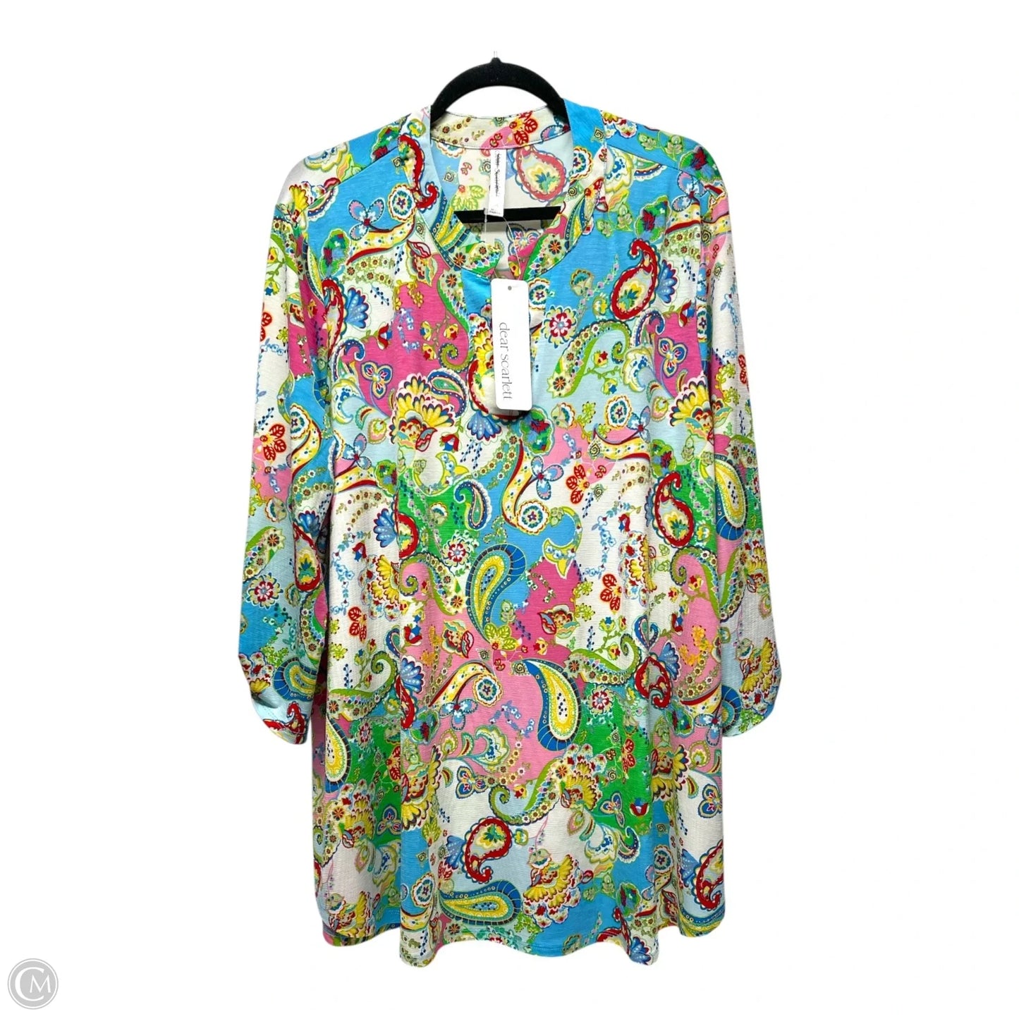 Top 3/4 Sleeve By Dear Scarlett In Paisley Print, Size: 3x