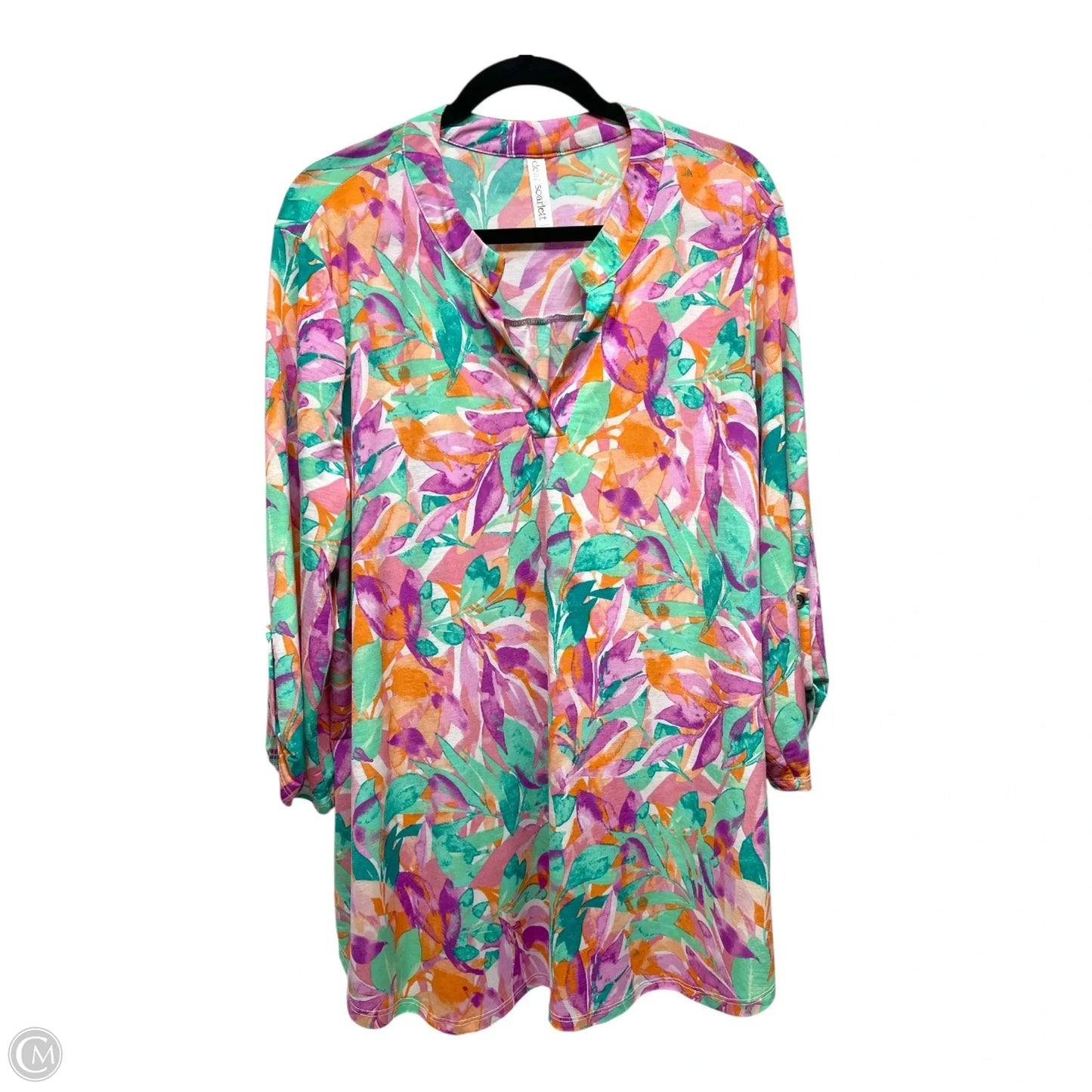 Top 3/4 Sleeve By Dear Scarlett In Green & Orange, Size: 2x