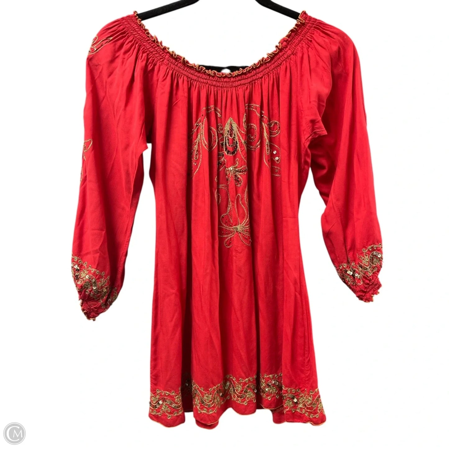 Top 3/4 Sleeve By KRISTA LEE -  In Red & Tan, Size: Xs