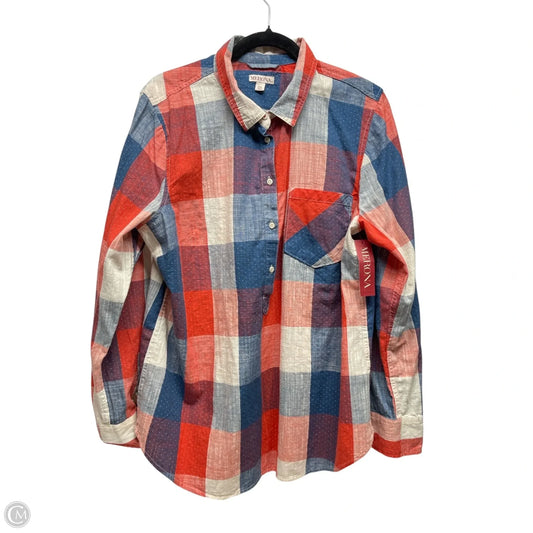 Top Long Sleeve By Merona In Blue & Red, Size: Xxl