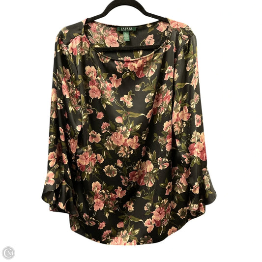 Top Long Sleeve By Lauren By Ralph Lauren In Black & Pink, Size: Xl
