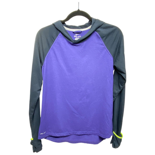 Athletic Top Long Sleeve Hoodie By Nike In Black & Purple, Size: M