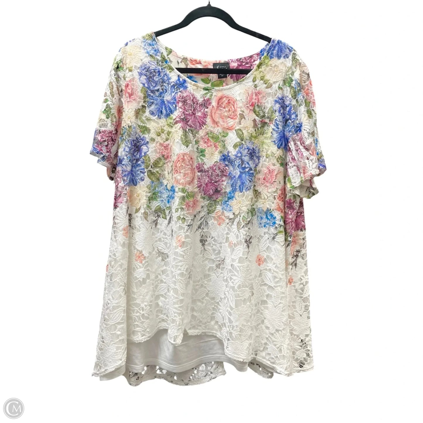 Top Short Sleeve By Simply Emma In Floral Print, Size: 3x