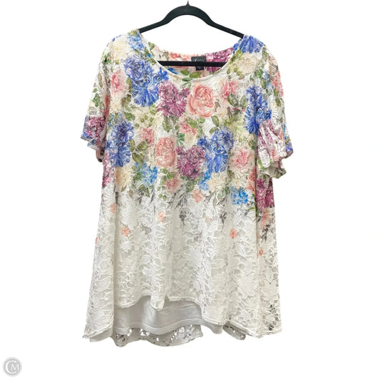 Top Short Sleeve By Simply Emma In Floral Print, Size: 3x