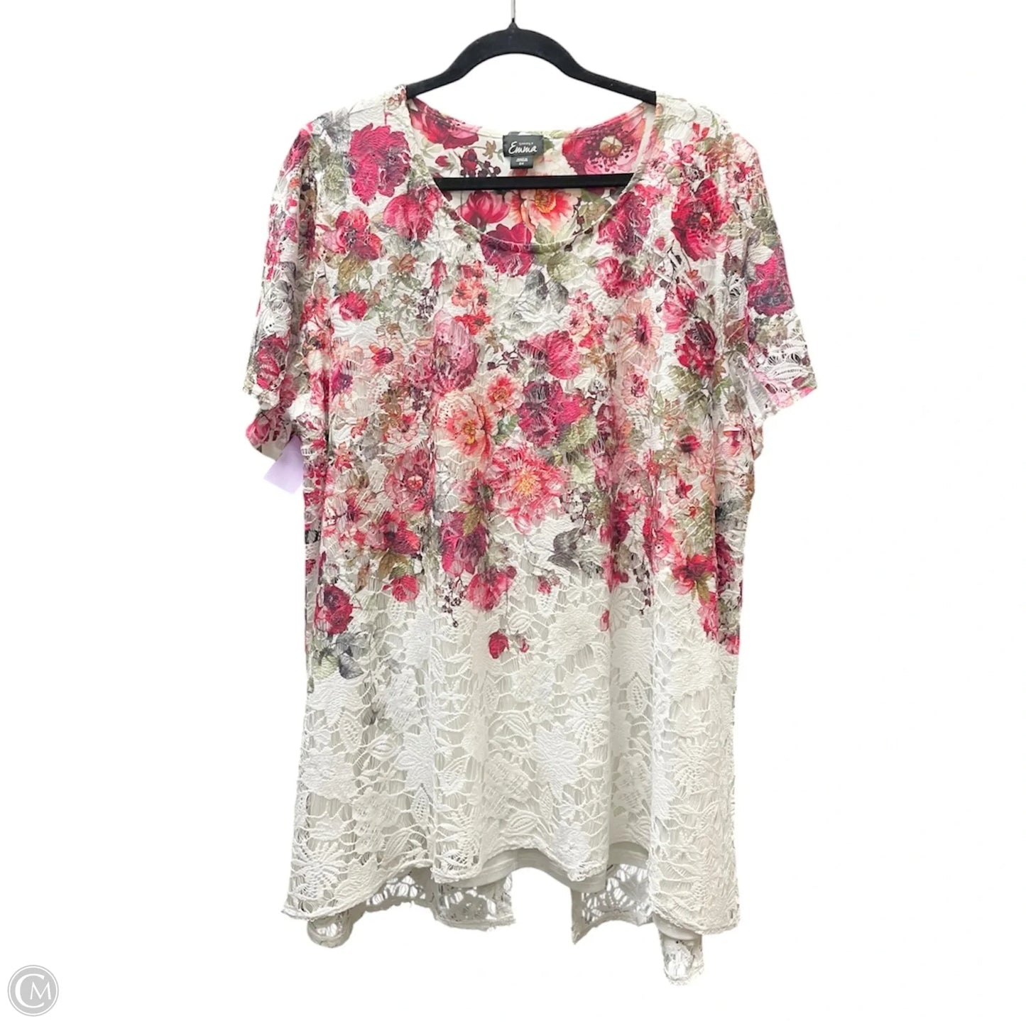 Top Short Sleeve By Simply Emma In Floral Print, Size: 3x
