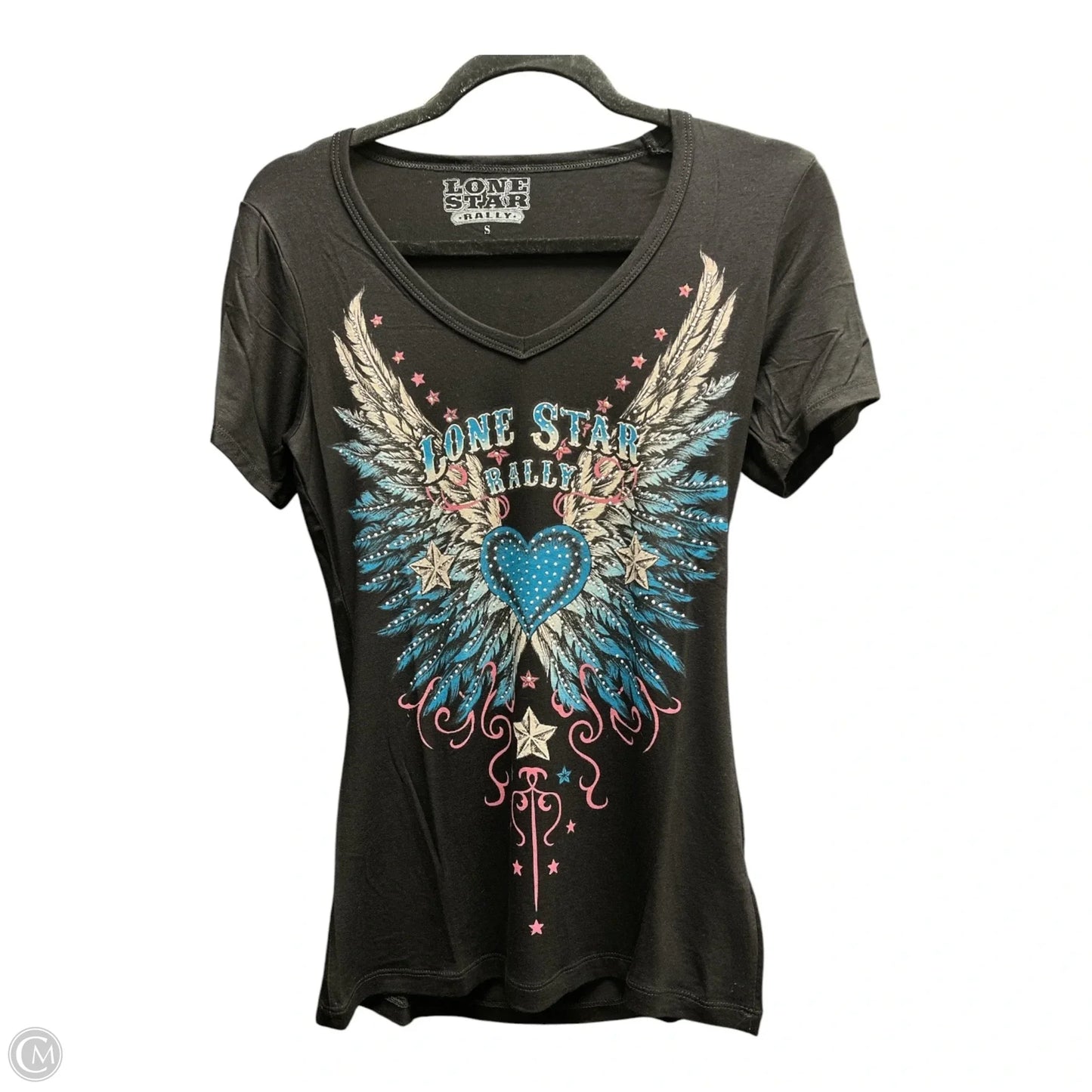 Top Short Sleeve By Lone Star Rally In Black & Blue, Size: S