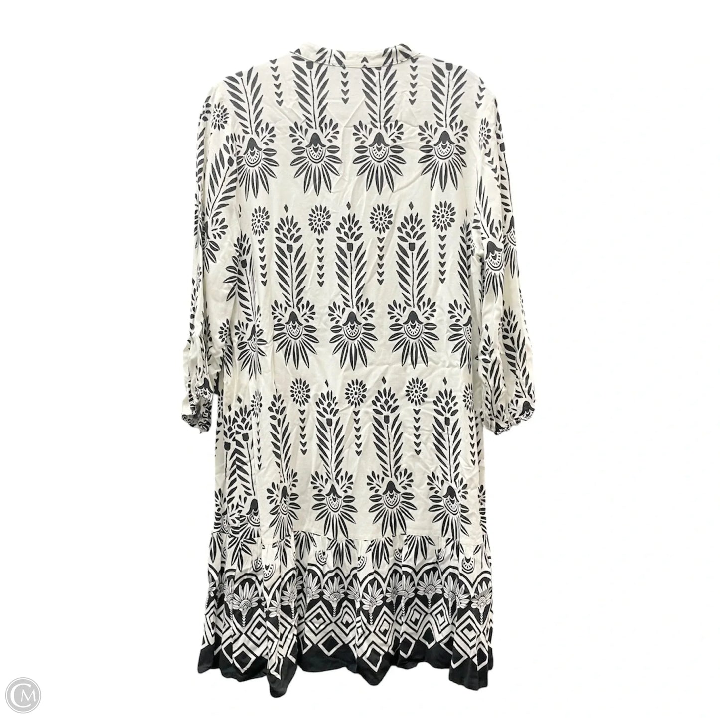 Dress Casual Short By Mlle Gabrielle In Black & Cream, Size: L