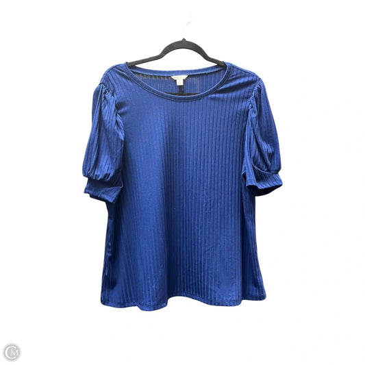 Top Short Sleeve By Cato In Navy, Size: L
