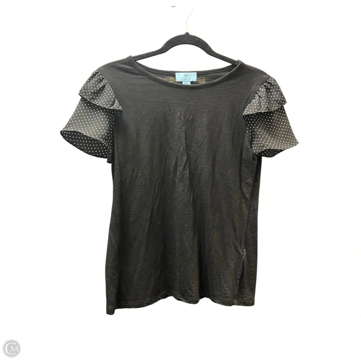 Top Short Sleeve By Cece In Black & White, Size: S