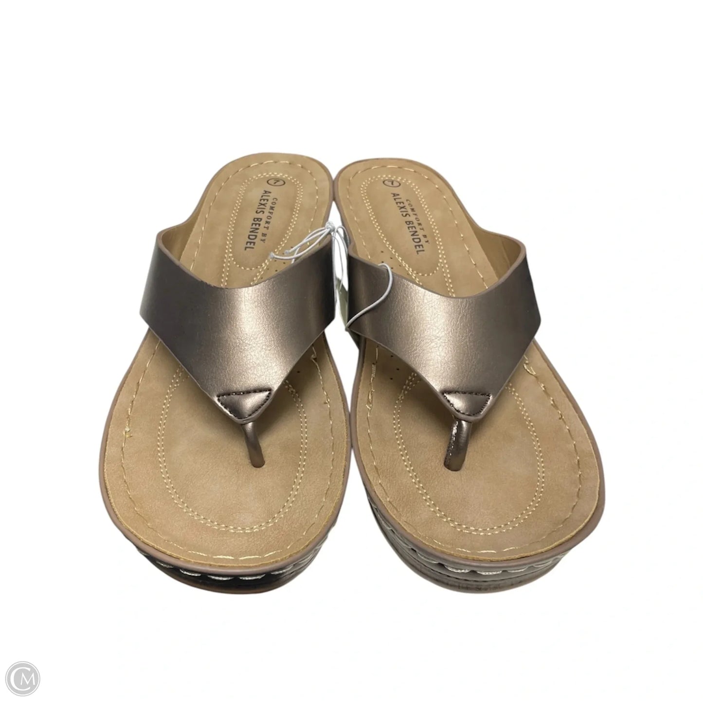 Sandals Heels Wedge By Clothes Mentor In Brown & Grey, Size: 7