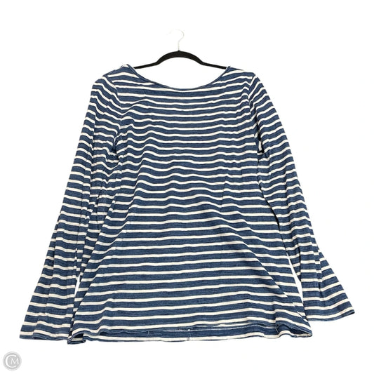 Top Long Sleeve By Banana Republic In Blue & White, Size: L