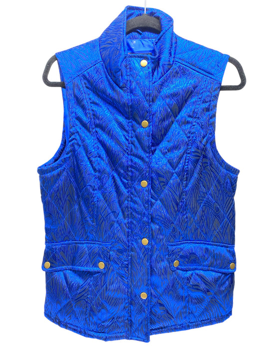 Vest Puffer & Quilted By Peck And Peck In Blue, Size: M