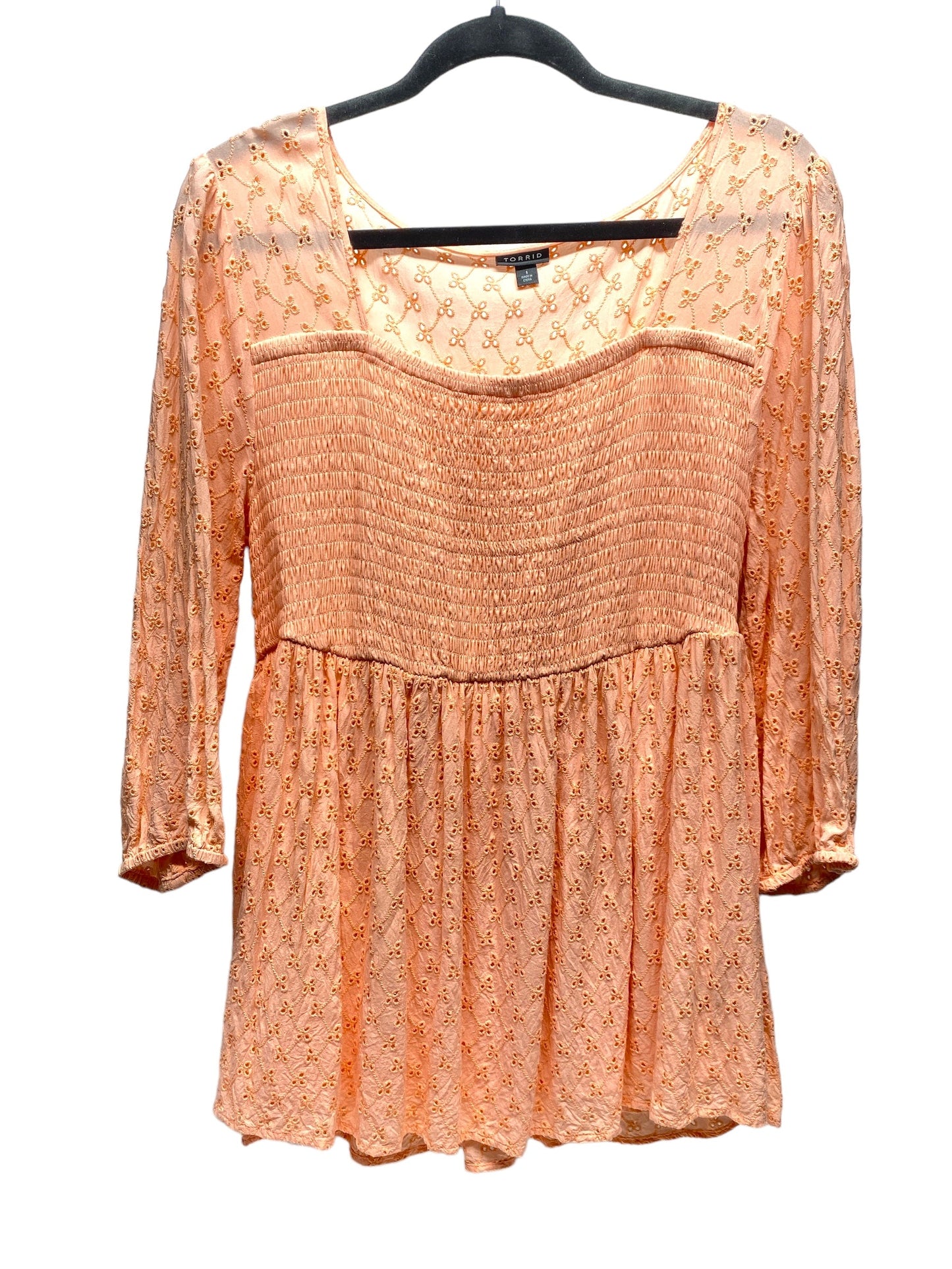 Top Long Sleeve By Torrid In Peach, Size: Xl