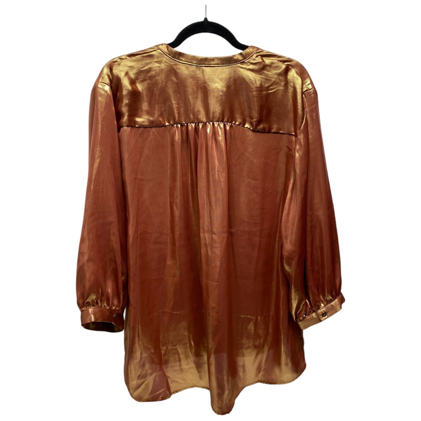 Blouse 3/4 Sleeve By Anthropologie In Bronze, Size: L