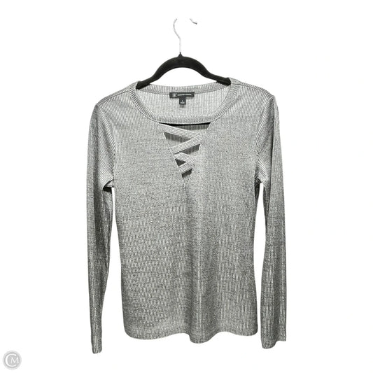 Top Long Sleeve By Inc In Silver, Size: S