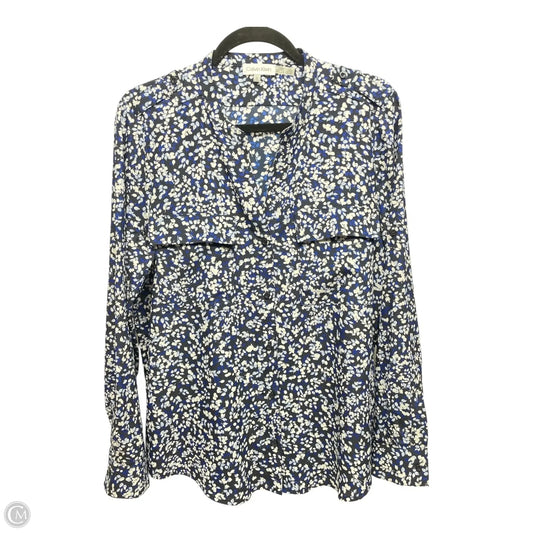 Top Long Sleeve By Calvin Klein In Black & Blue, Size: L