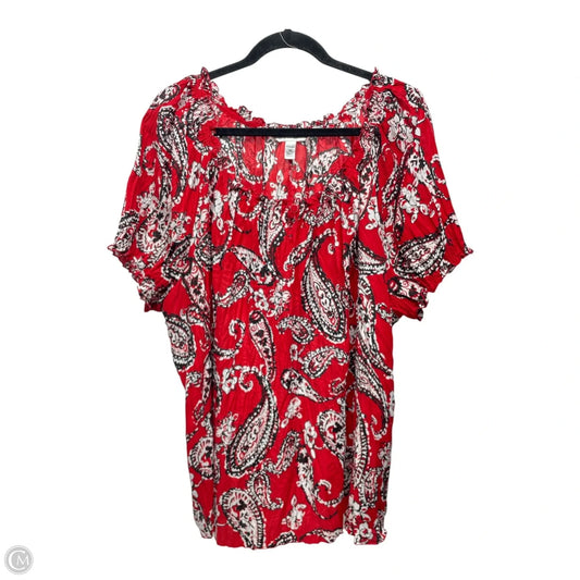 Top Short Sleeve By Croft And Barrow In Paisley Print, Size: 2x