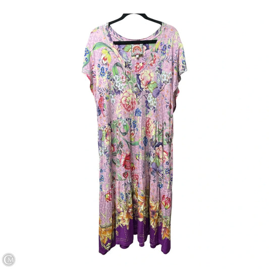 Dress Designer By Johnny Was In Floral Print, Size: Xl