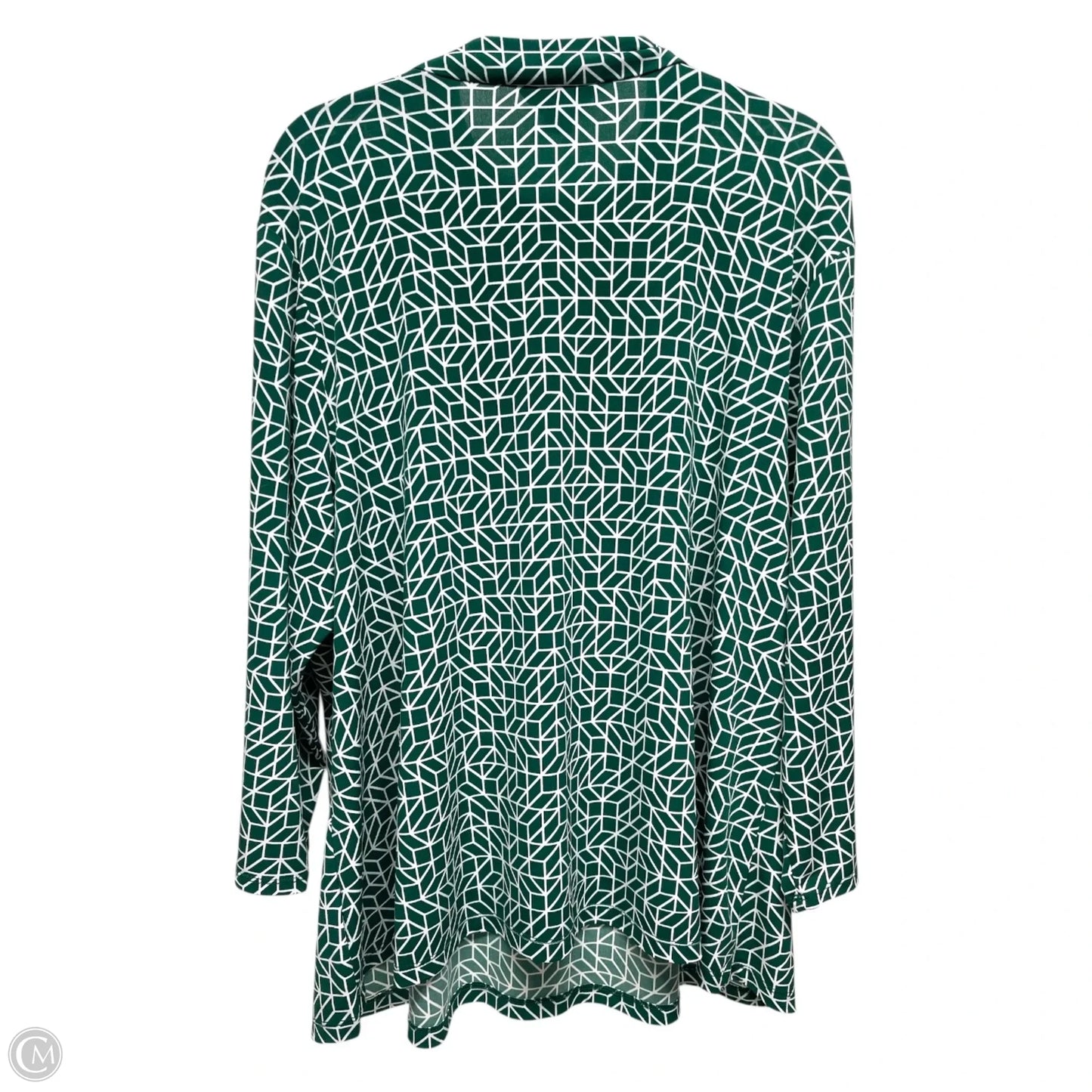 Top 3/4 Sleeve By Liz Claiborne In Green & White, Size: 2x