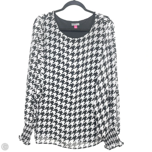 Blouse Long Sleeve By Vince Camuto In Black & White, Size: 2x