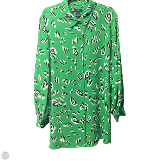 Blouse Long Sleeve By Investments In Leopard Print, Size: 2x