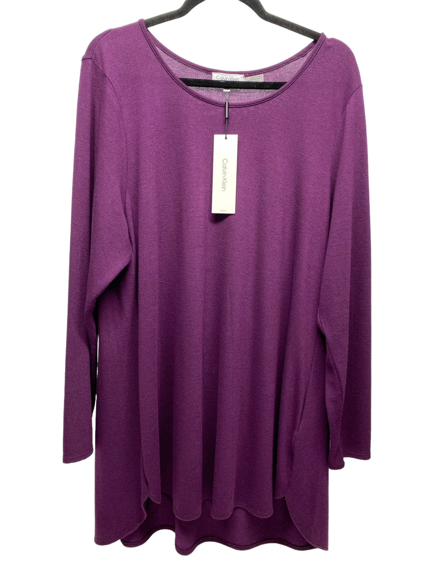 Top Long Sleeve By Calvin Klein In Purple, Size: 1x