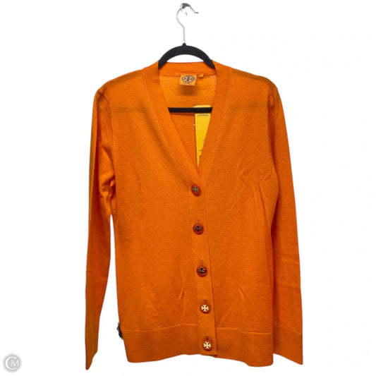 Sweater Cardigan Designer By Tory Burch In Orange, Size: L