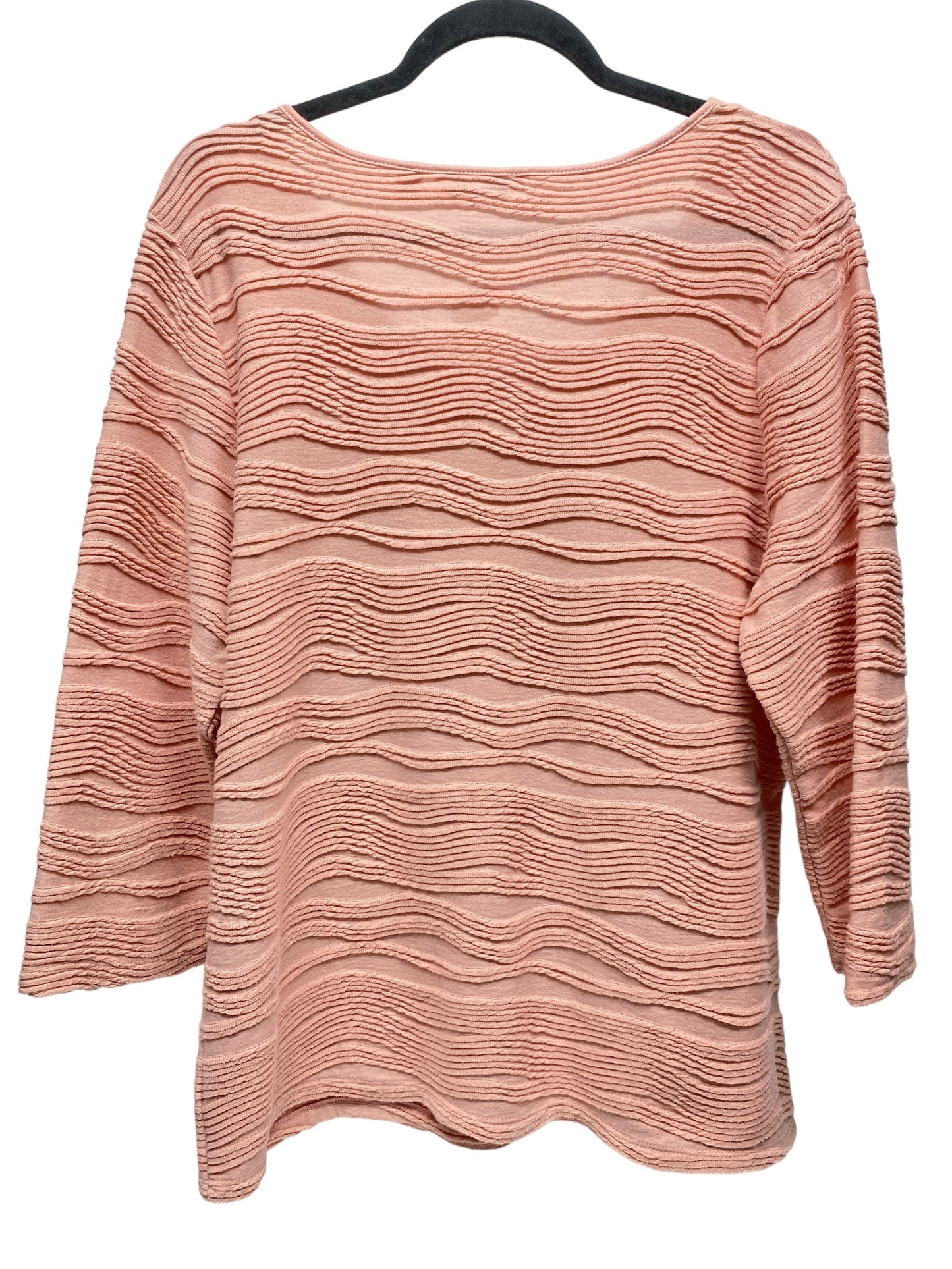 Top 3/4 Sleeve Basic By Liz Claiborne In Peach, Size: L