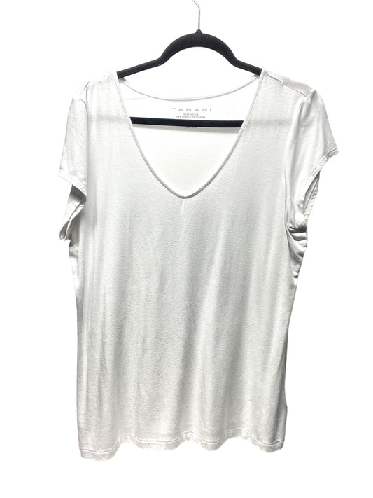 White Top Short Sleeve Basic Tahari By Arthur Levine, Size Xl