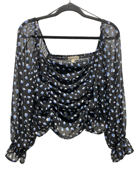 Top Long Sleeve By Pleione In Black & Blue, Size: L