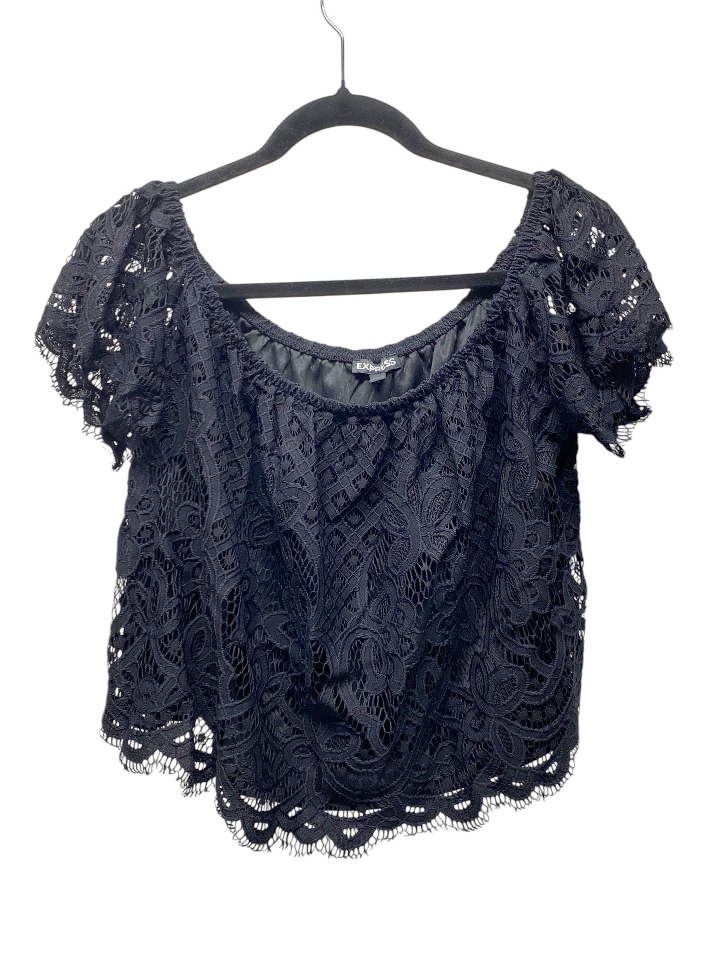 Top Short Sleeve Basic By Express In Black, Size: S