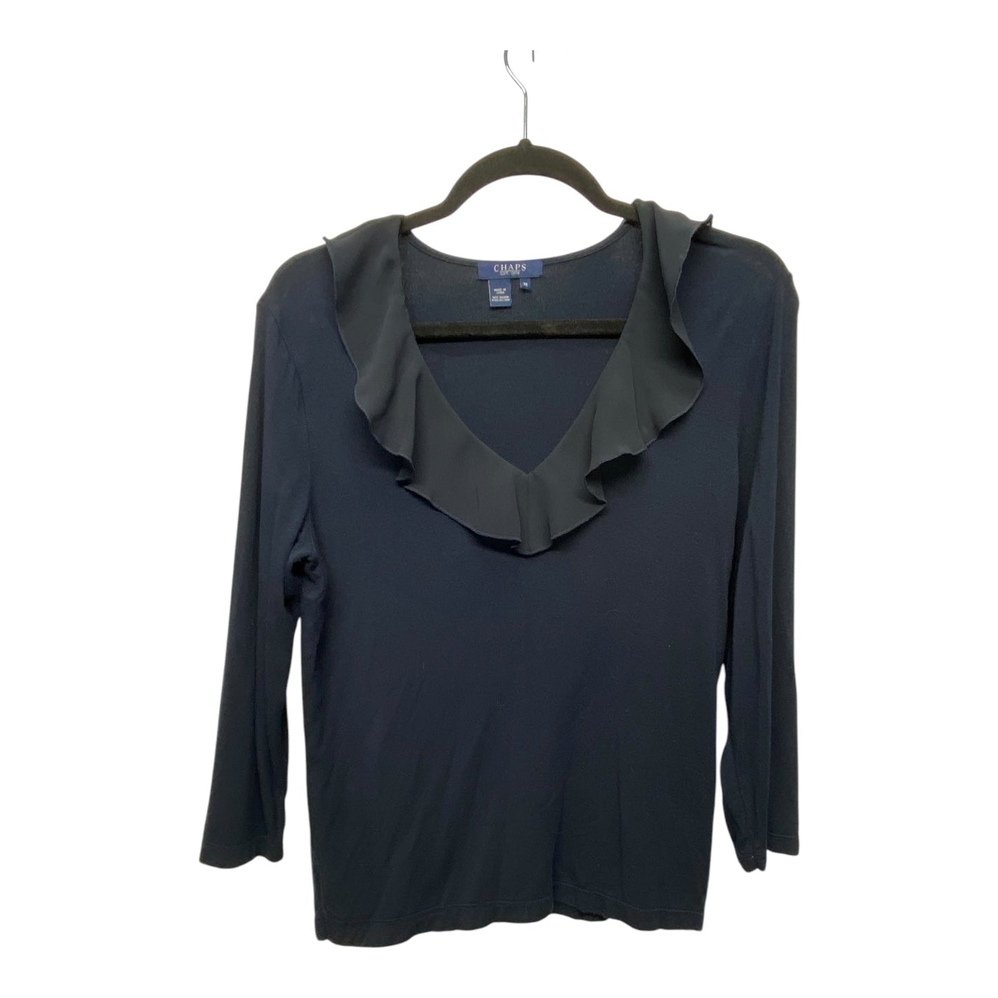 Top Long Sleeve Basic By Chaps In Navy, Size: M