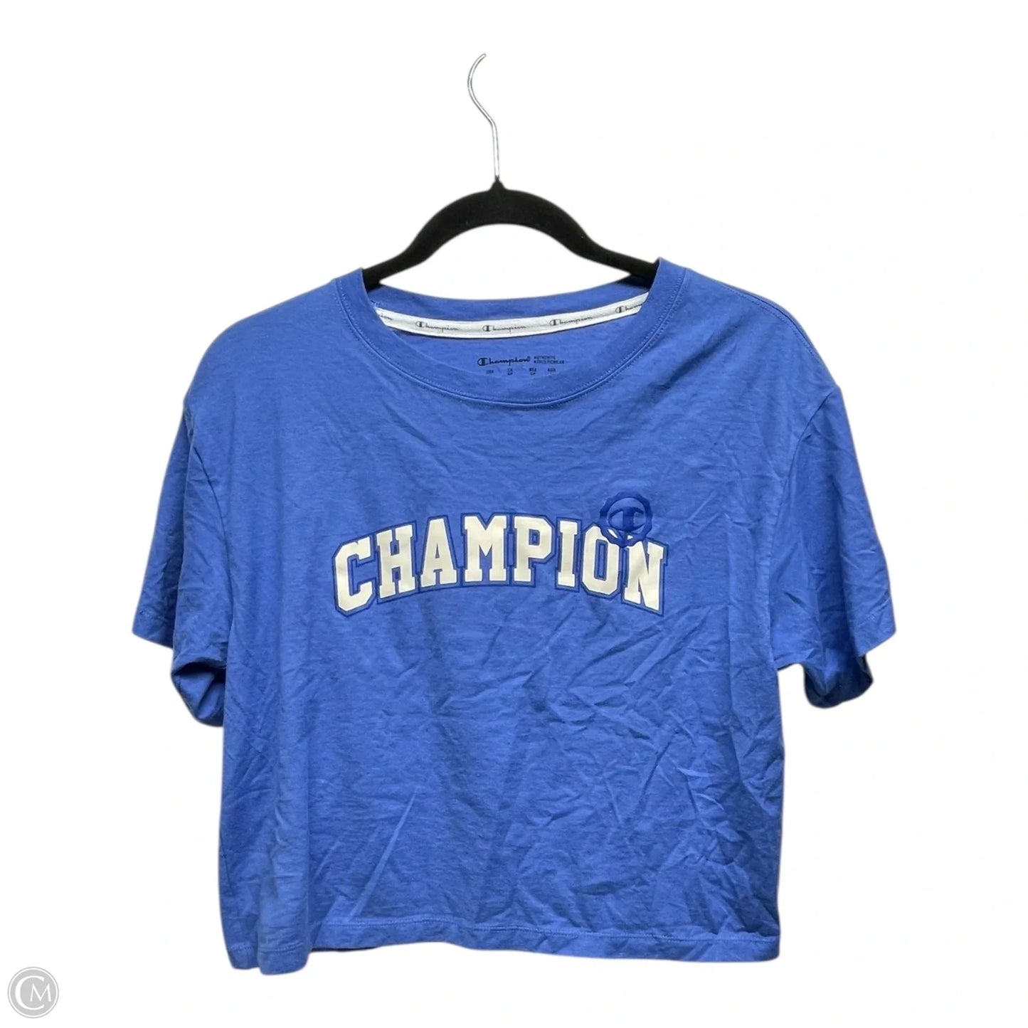 Athletic Top Short Sleeve By Champion In Blue, Size: S