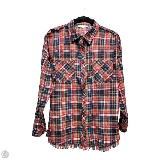 Top Long Sleeve By Andree By Unit In Plaid Pattern, Size: S