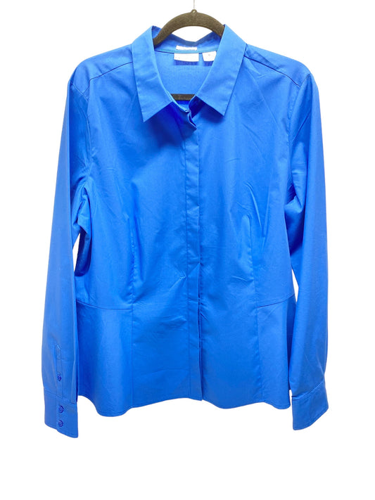 Blouse Long Sleeve By Liz Claiborne In Blue, Size: Xl