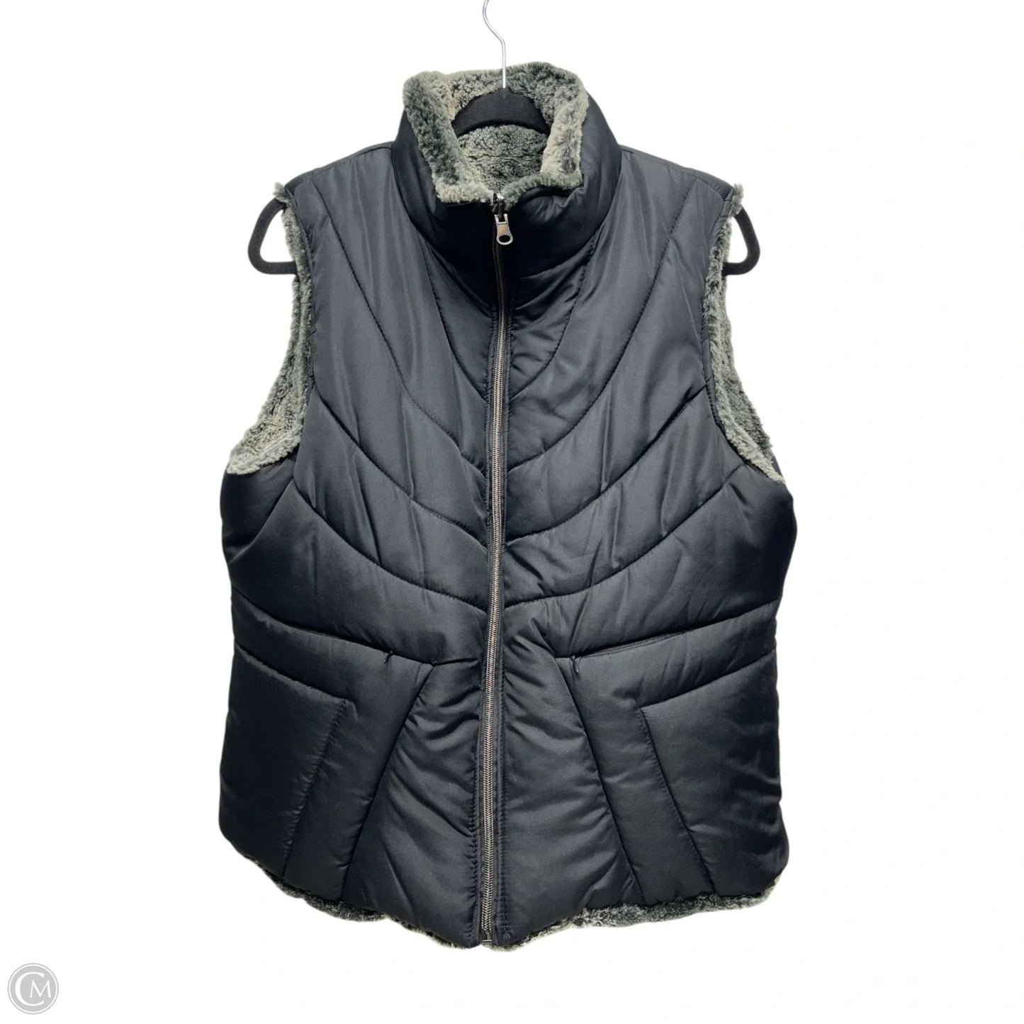 Vest Faux Fur & Sherpa By Clothes Mentor In Black & Brown, Size: M