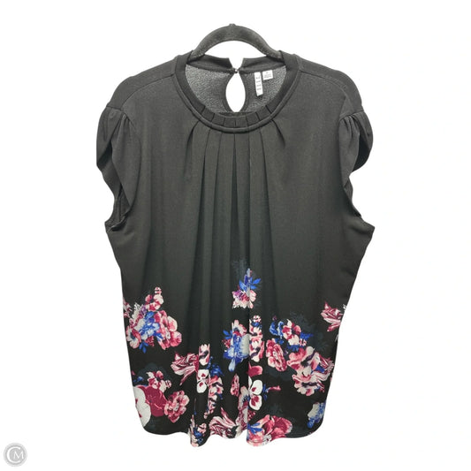 Top Short Sleeve By Elle In Black & Blue, Size: Xl