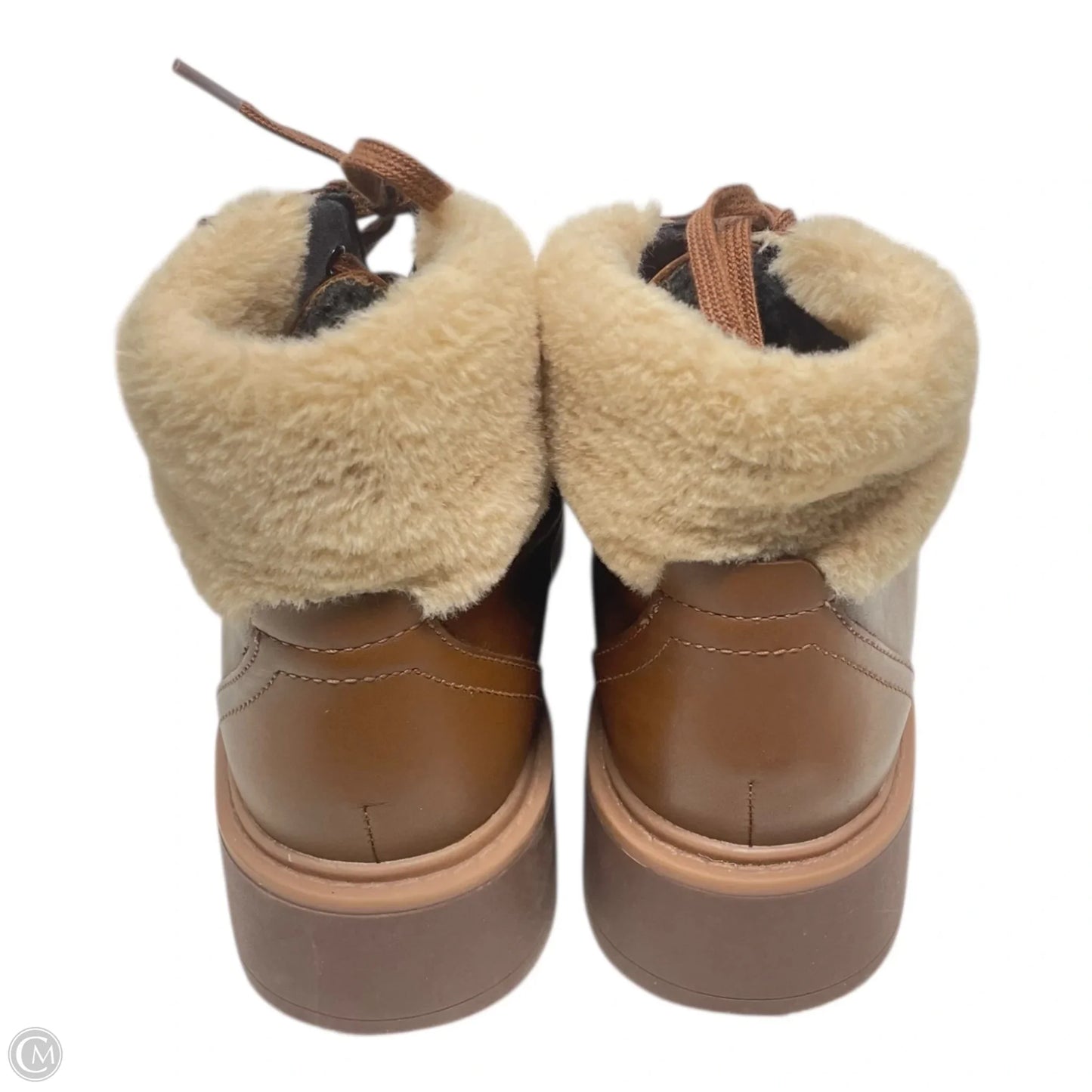 Boots Ankle Heels By Clarks In Brown, Size: 8