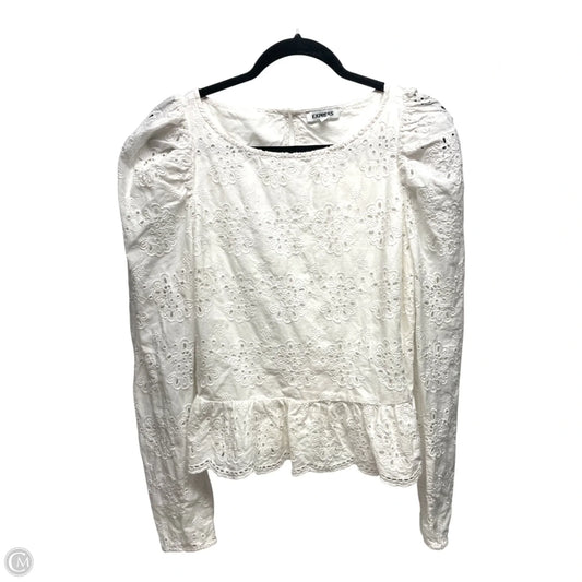 Top Long Sleeve By Express In White, Size: M