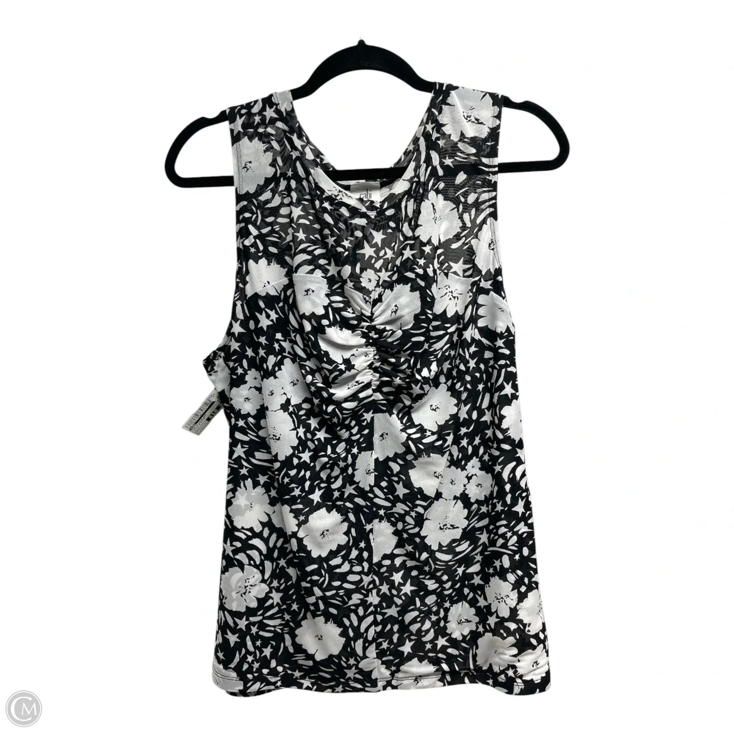 Top Sleeveless By Cabi In Black & White, Size: L