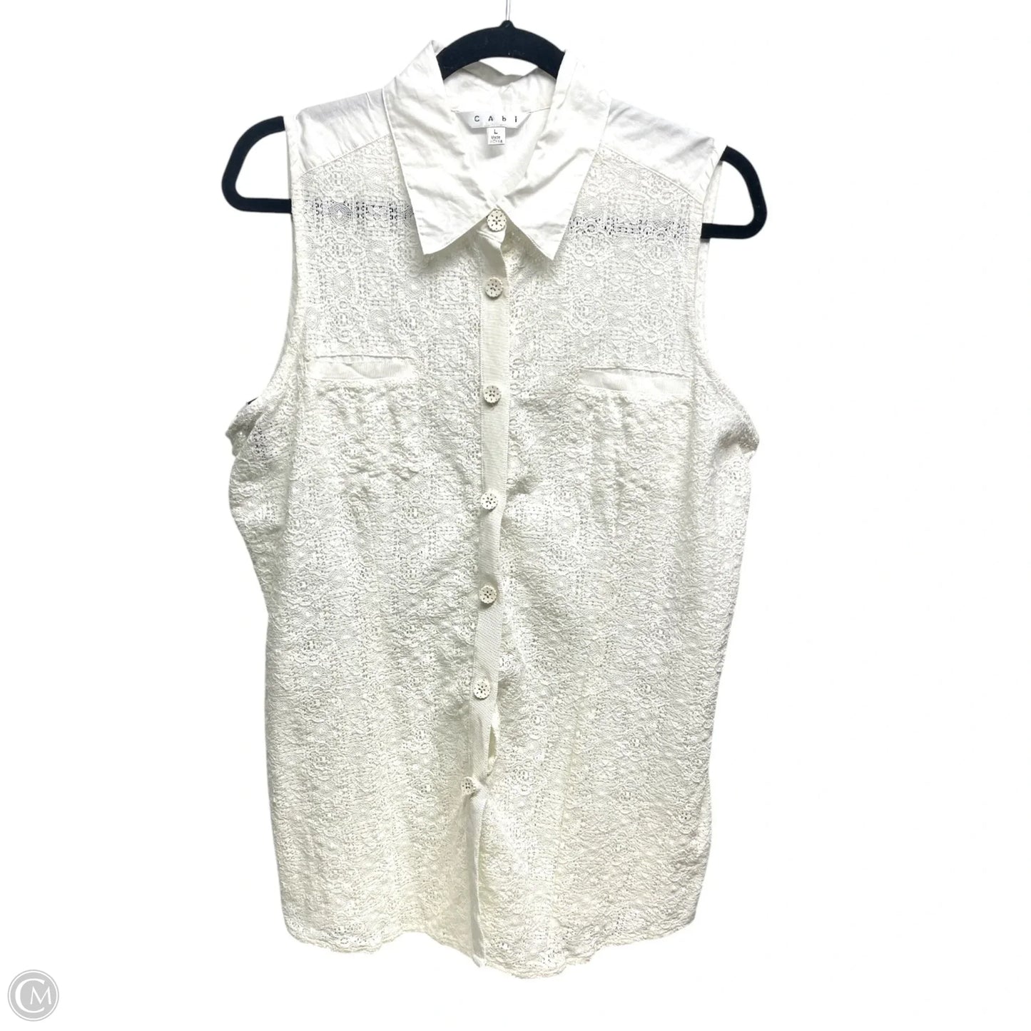 Top Sleeveless By Cabi In White, Size: L